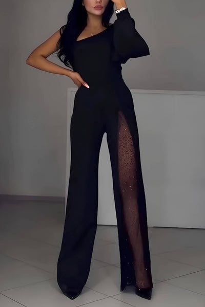 Artemis | Jumpsuit elegant cu un umăr, detaliu strălucitor