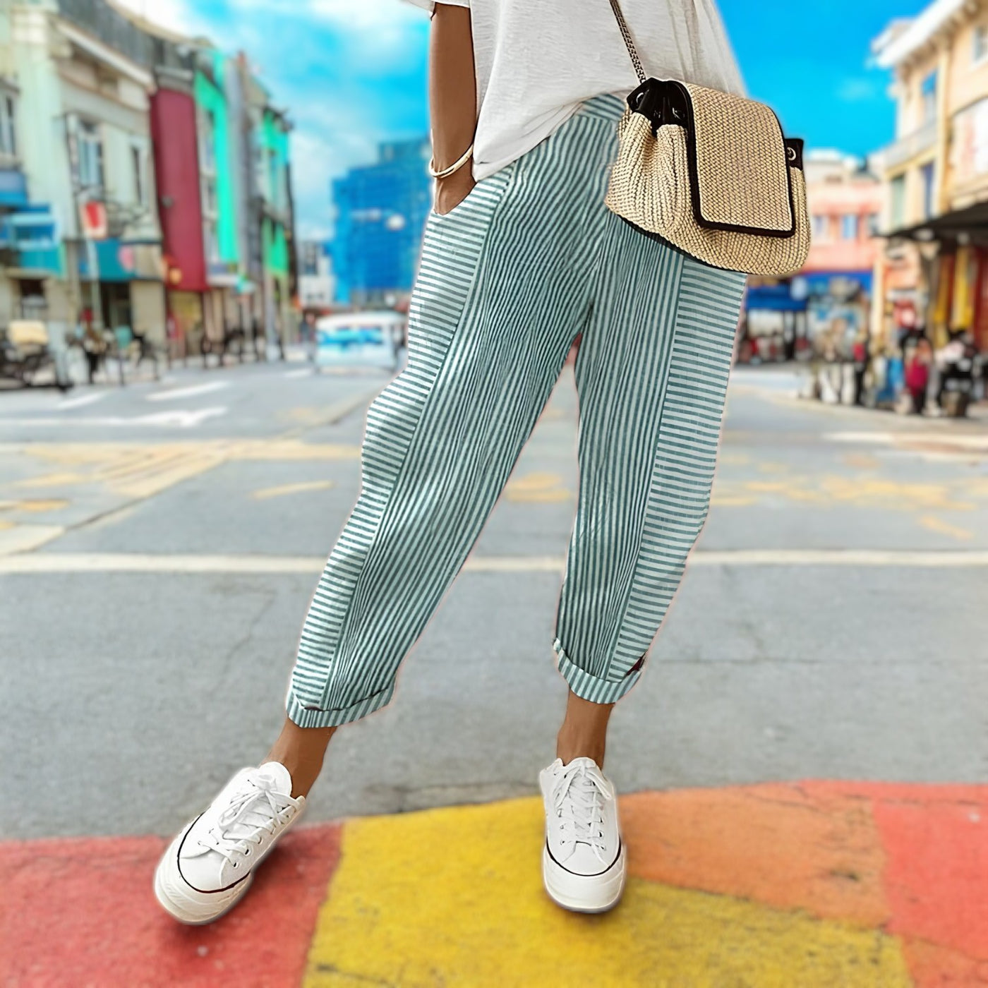 Felicia | Pantalon en lin rayé