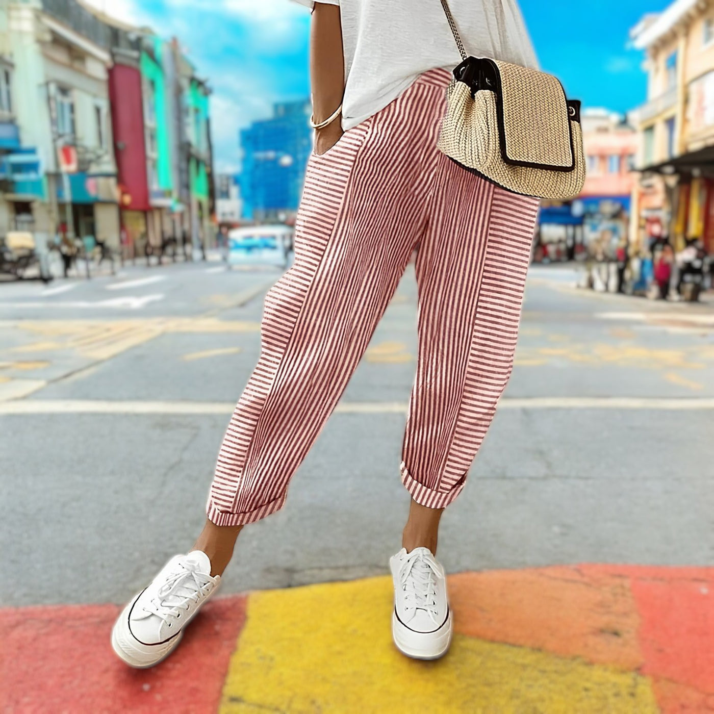 Felicia | Pantalon en lin rayé